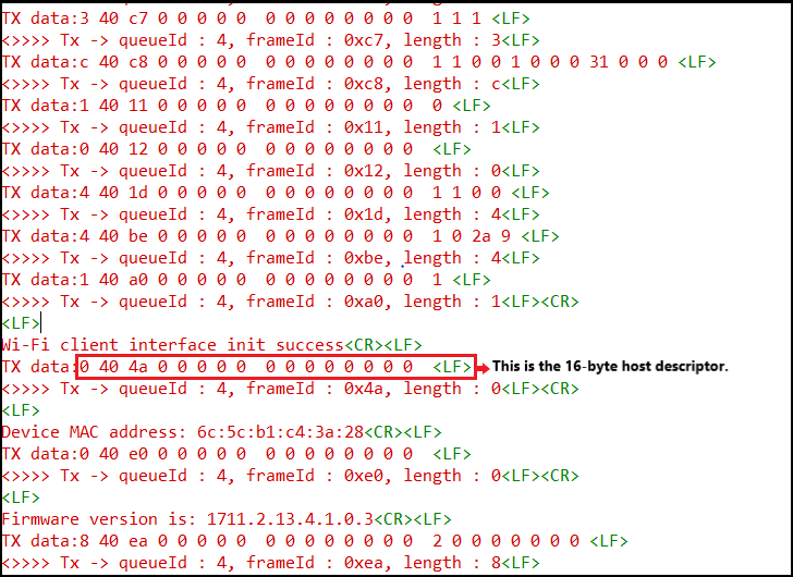 Monitor Command payload descriptor and payload