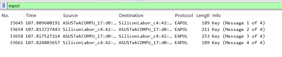 Wireless sniffer for EAPOL
