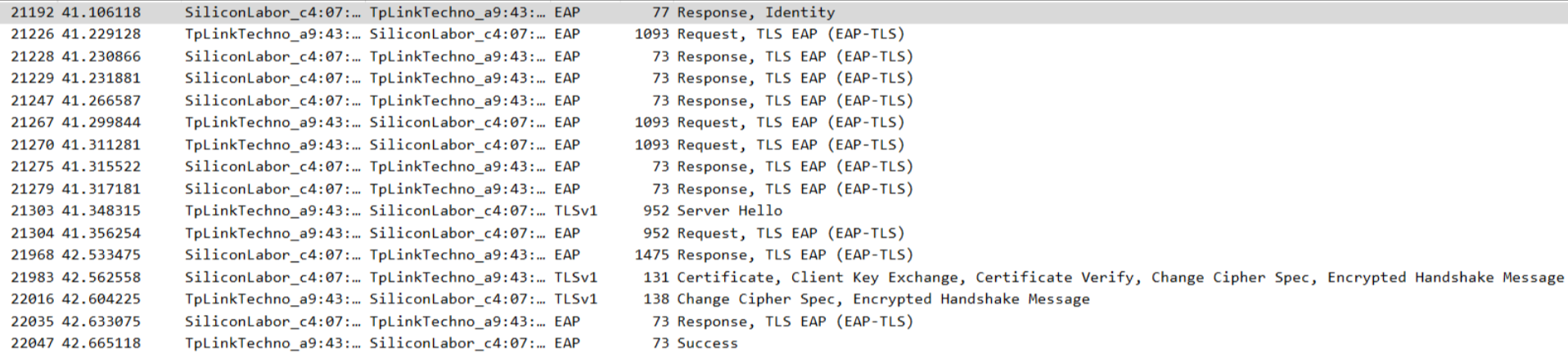Wireless sniffer for EAP