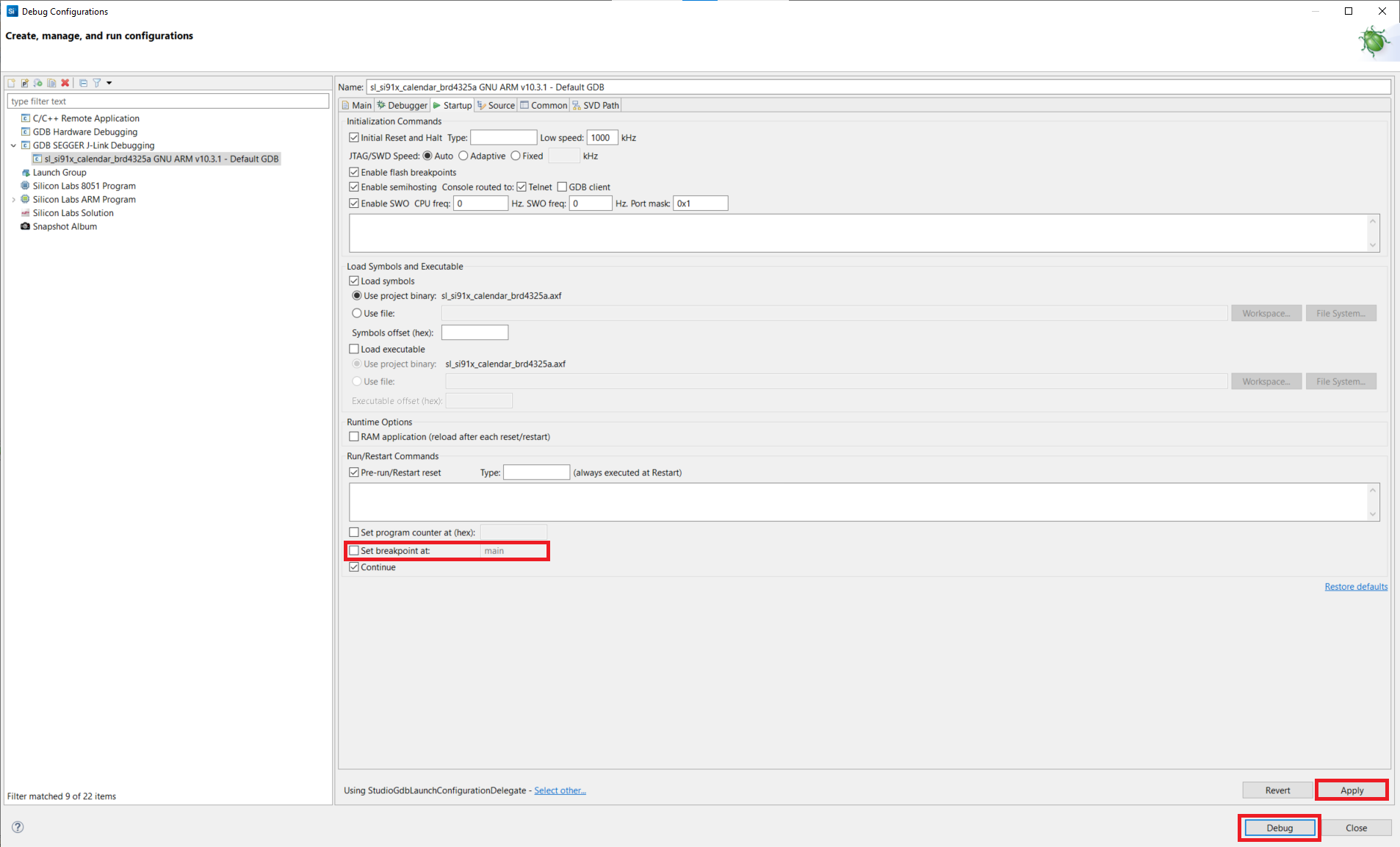 Debug Configurations