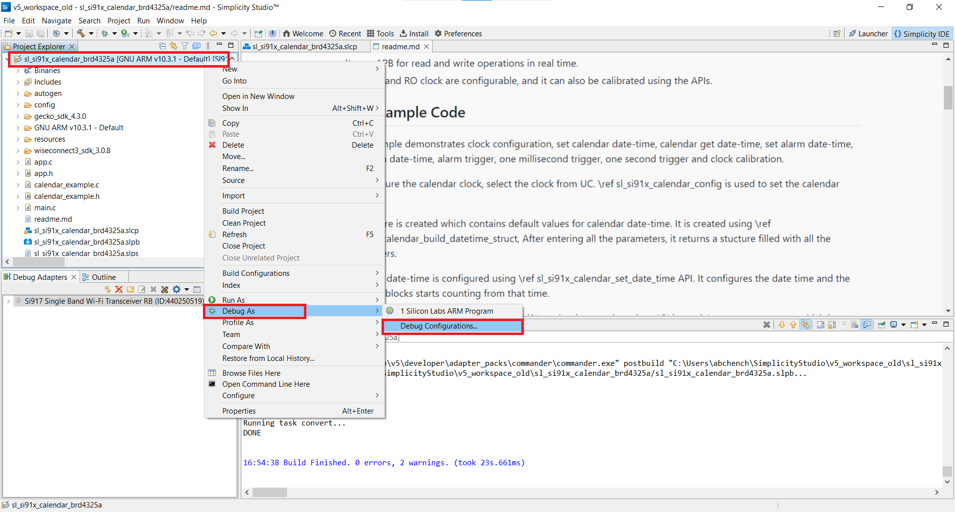 Select Debug Configurations