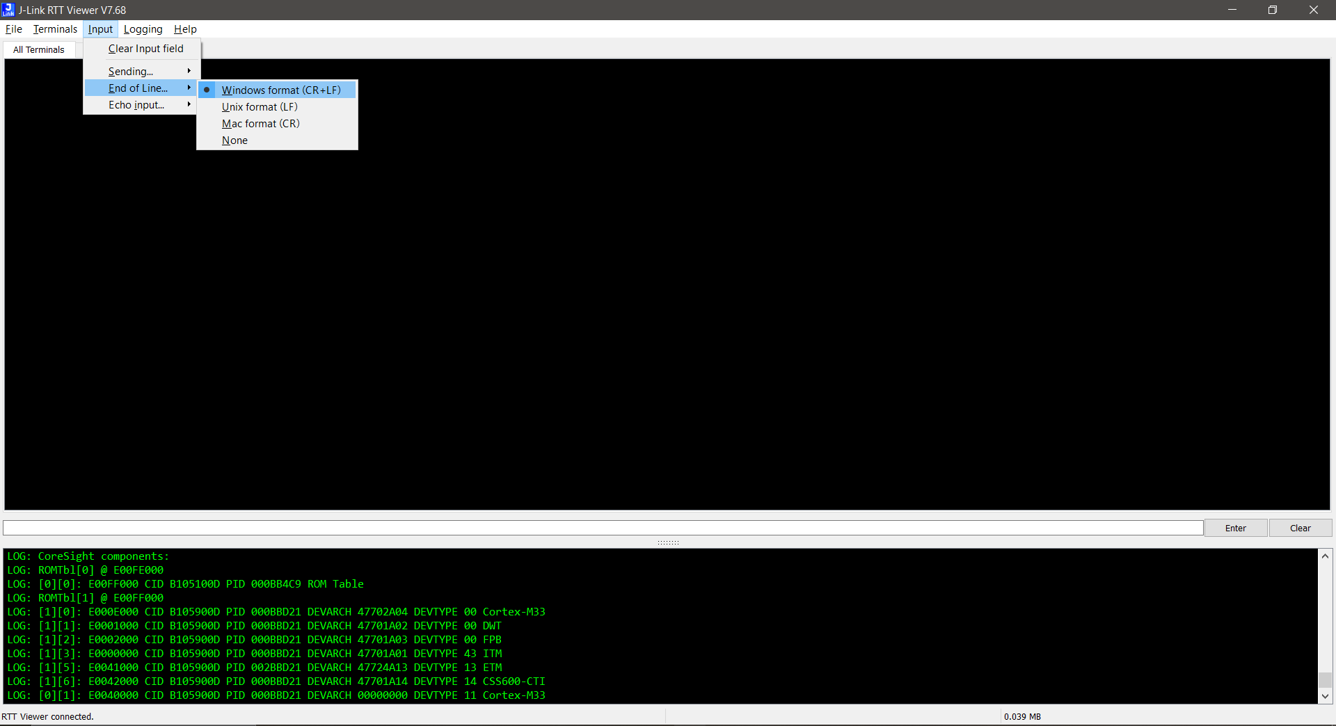 RTT End-of-line Setting