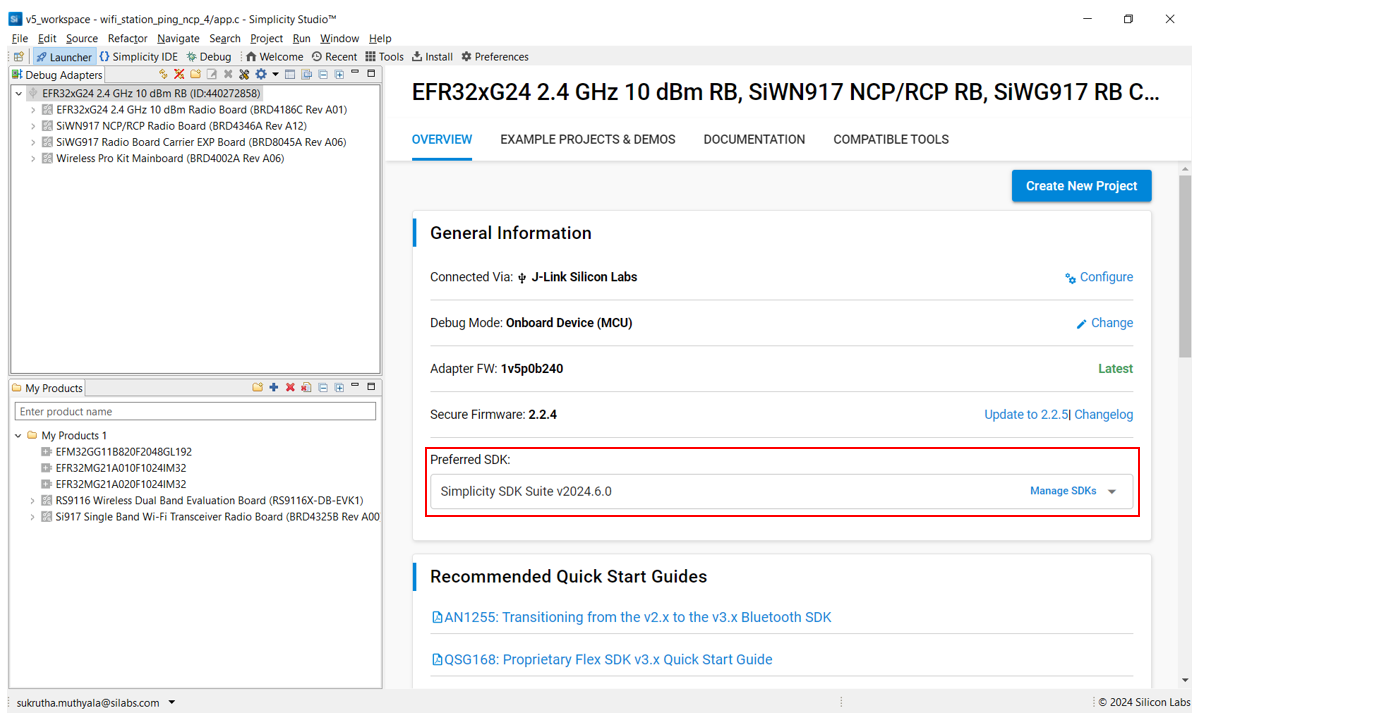 Click the Manage SDKs button for EFR32 board