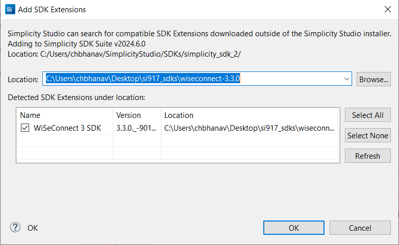 Add SDK Extensions Window