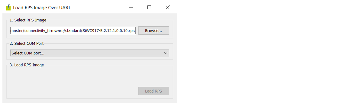 Load RPS Image Over UART window