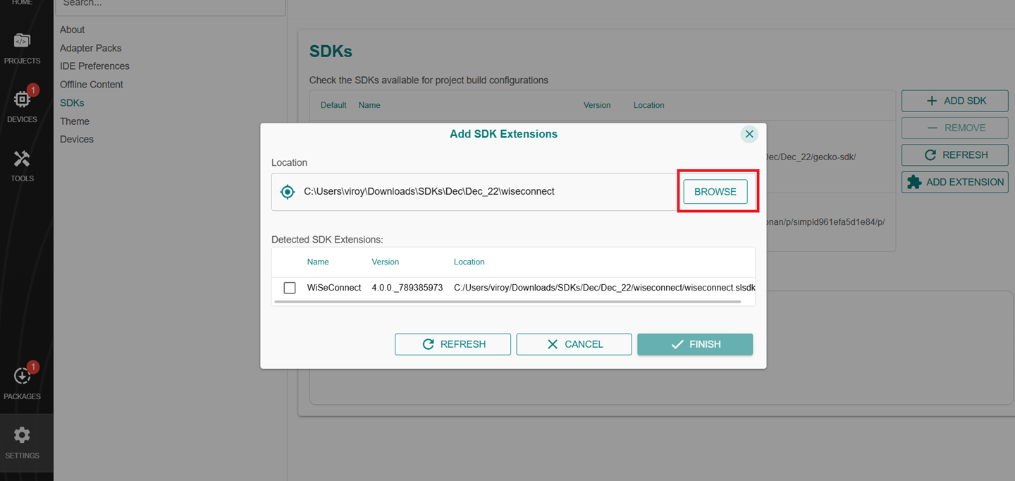 Click the Browse button