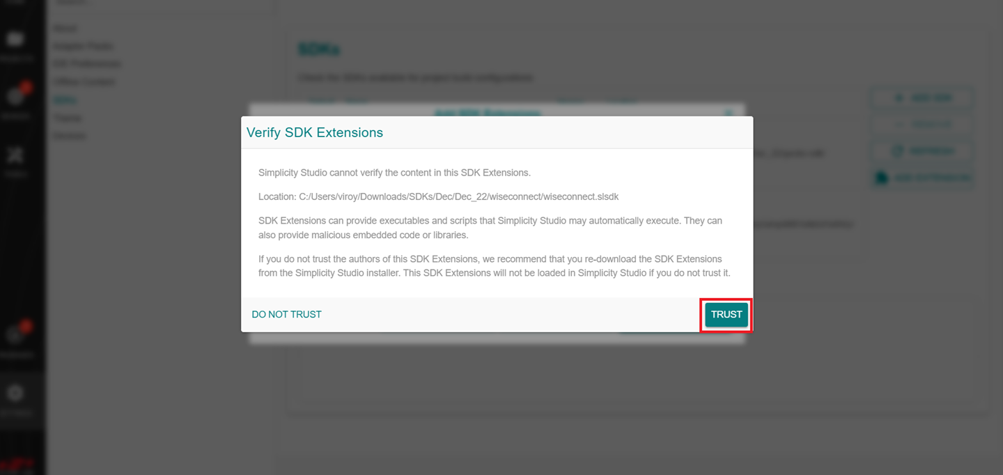 Click the Trust button