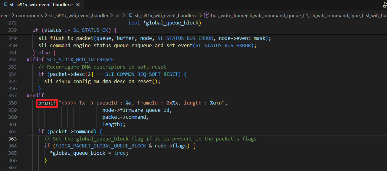 Enable inter-processor tx logs printf
