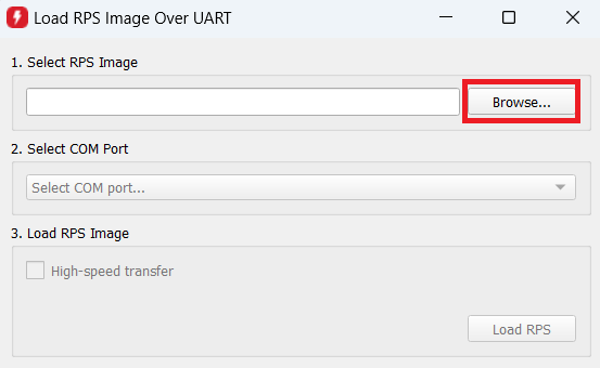 Load RPS Image Over UART window