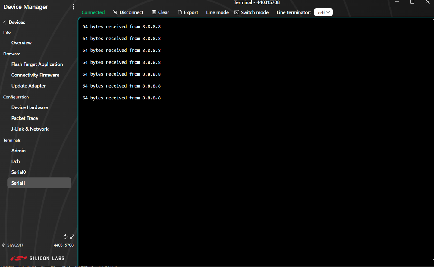 Serial 1 Tab for Console Output
