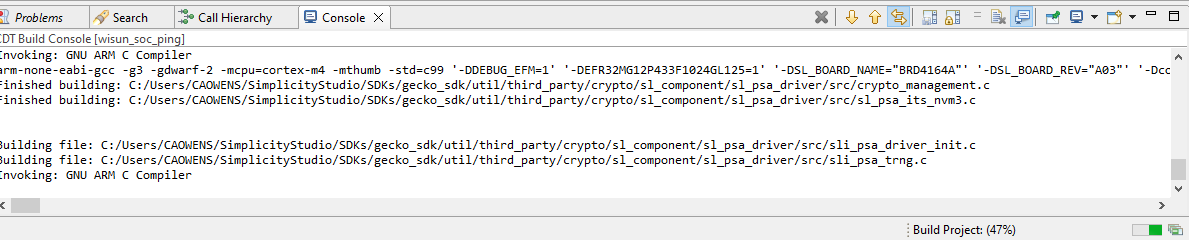 Console with build progress
