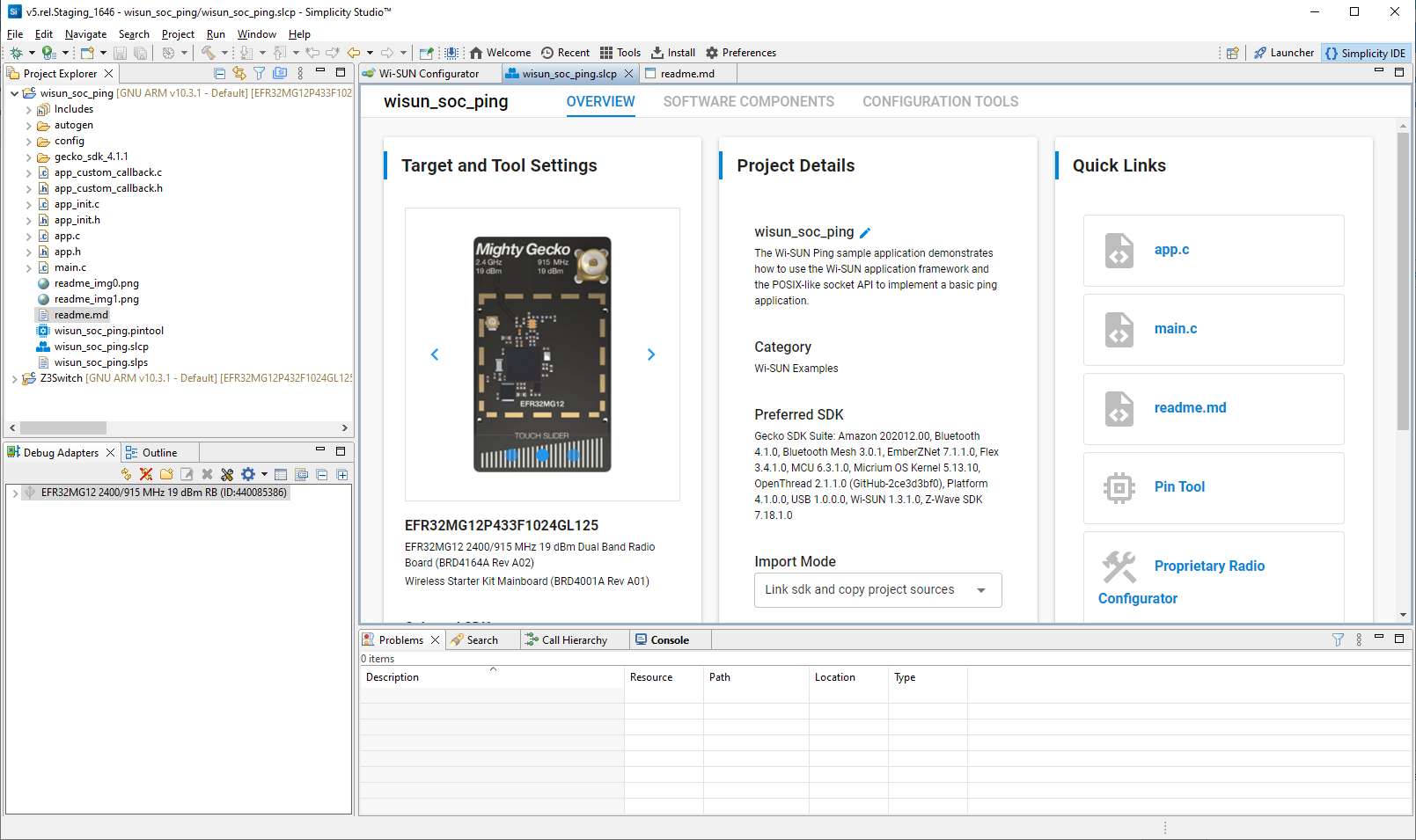 Project Configurator Overview tab