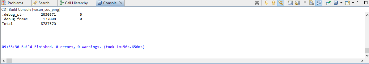 Console showing successful build