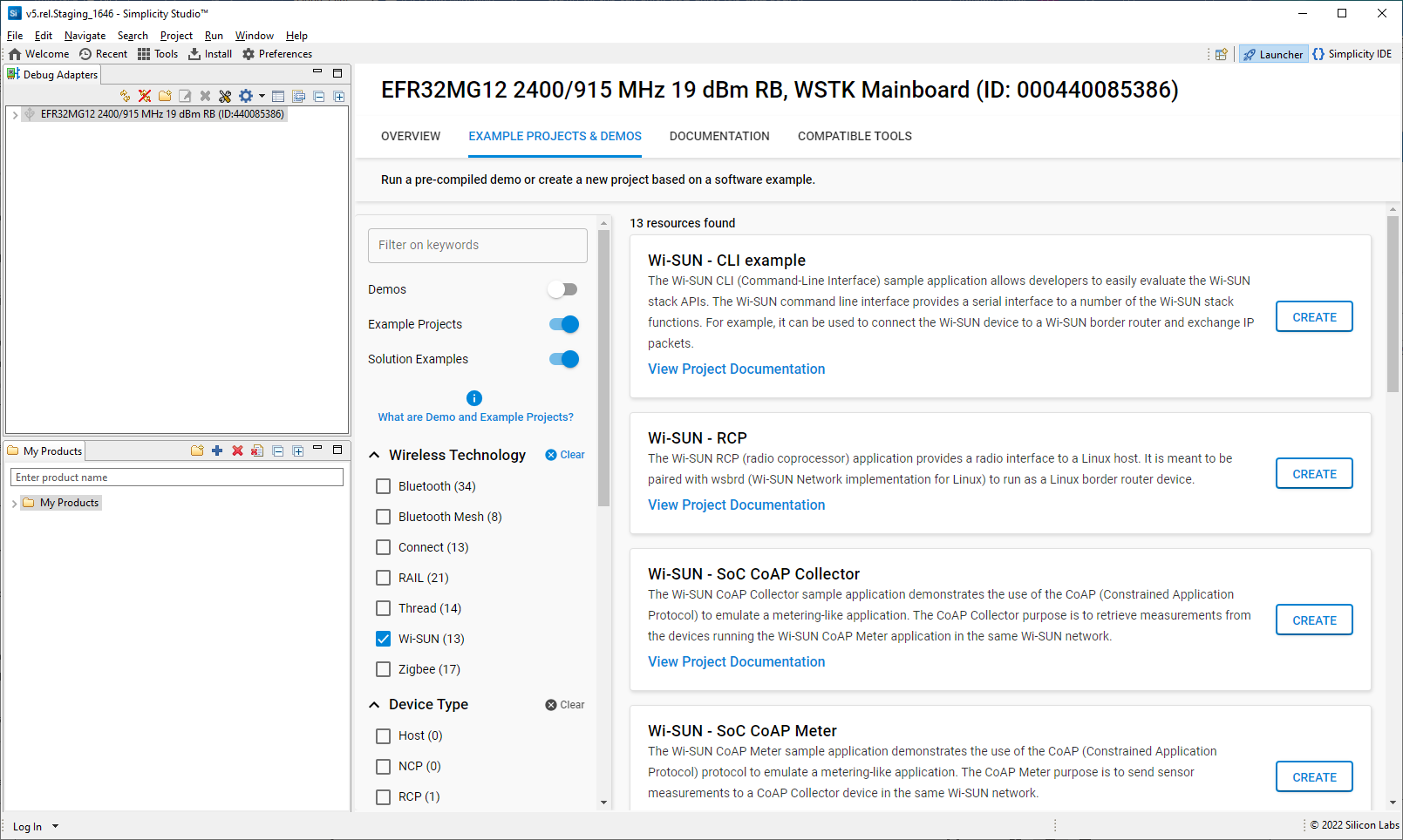 Examples and demos tab with no demos shown