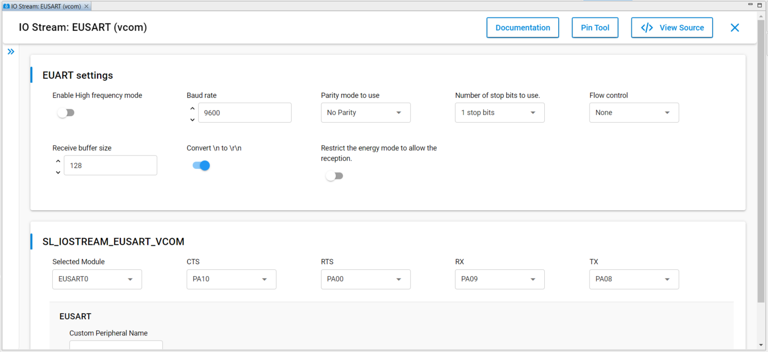 IO Stream: EUSART Configuration
