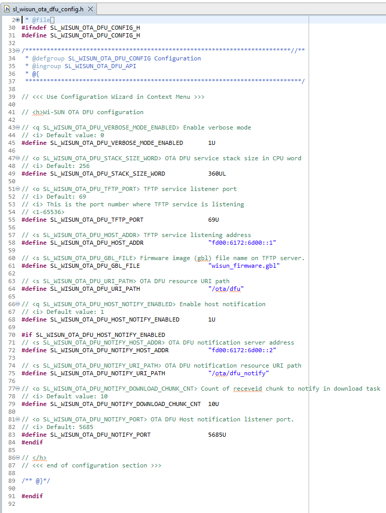 OTA DFU config