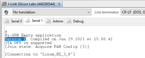 version info 1 serial1