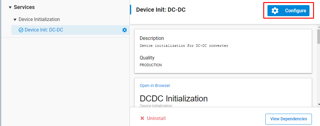 Component configure control