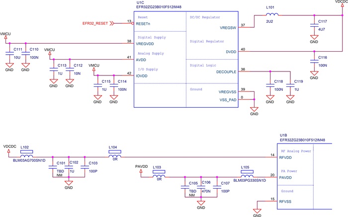 Minimum Supply Decoupling Required for the EFR32ZG23 SoC
