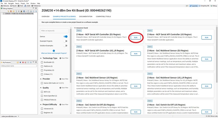 Programming Serial API from the Demos Page