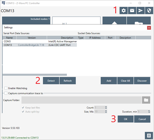Connect to Serial API Controller in PC Controller