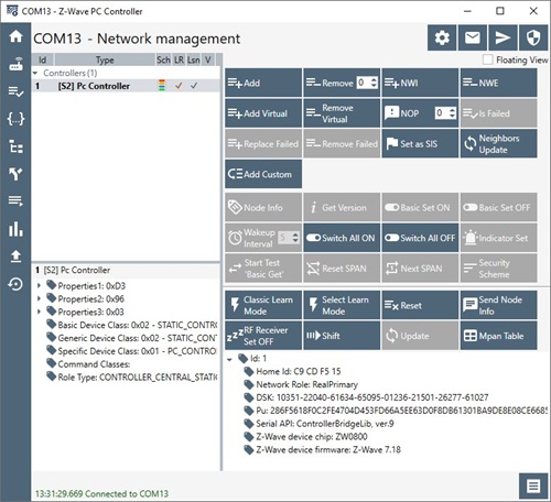 PC Controller Network Management Page