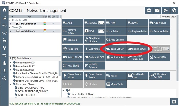 Control SwitchOnOff from PC Controller