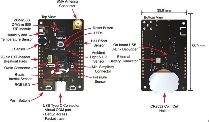 Z-Wave 800 Thunderboard HW Layout