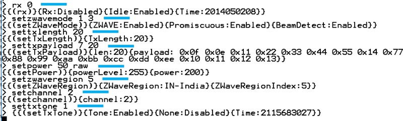 Example of Setting Up a CW for the Indian Channel 2 Using 50 as Raw Power