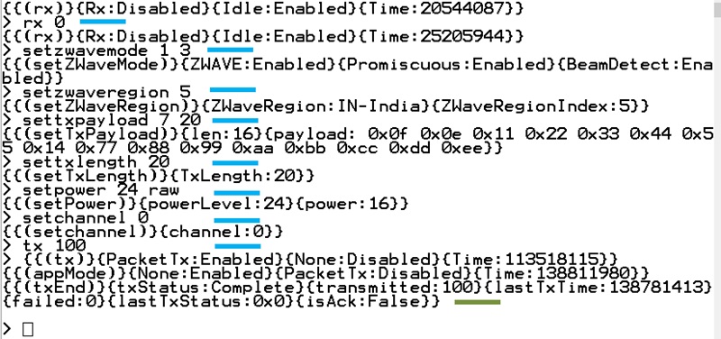 TX Sensitivity Setup, 100 Frames Transmitted for Region 5 Channel 0