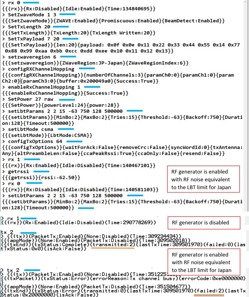 Example of Setting up a Device for Finding a LBT Threshold