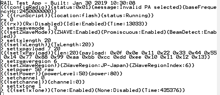 Execution of setTxTone script