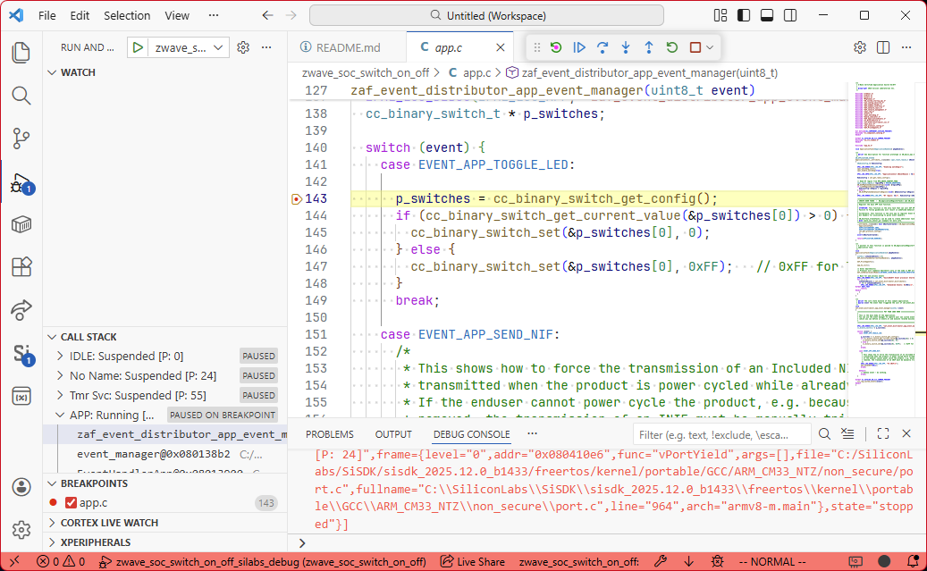Debugging Switch On/Off