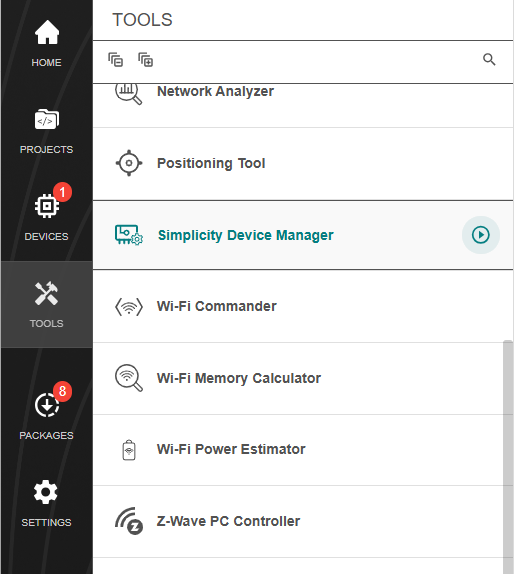 Run Simplicity Device Manager