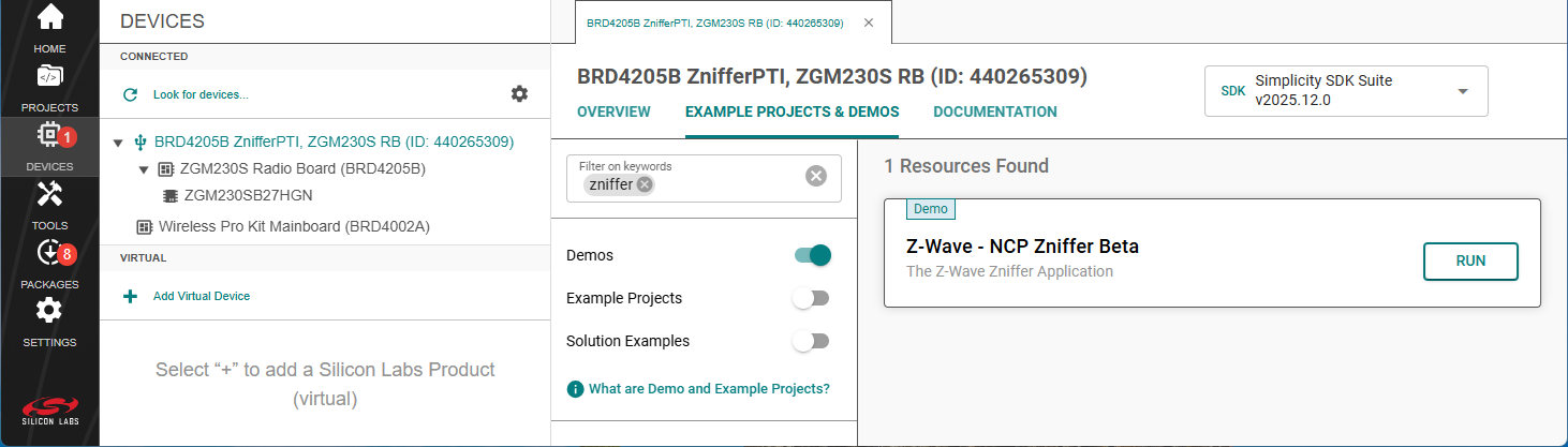 Flashing the Z-Wave - NCP Zniffer Beta Application
