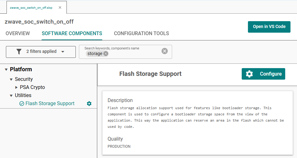 Setting the custom bootloader storage size to 0