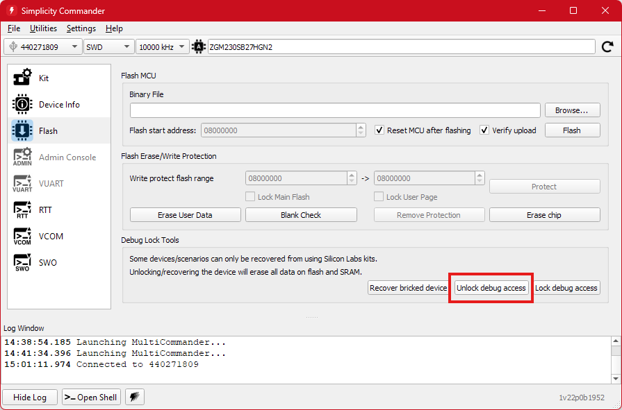 Recover a Sleeping Device With Unlock Debug Access