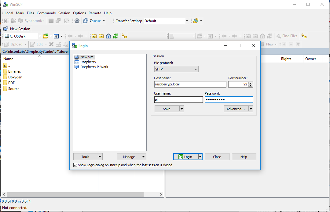 Winscp to Raspberry Pi