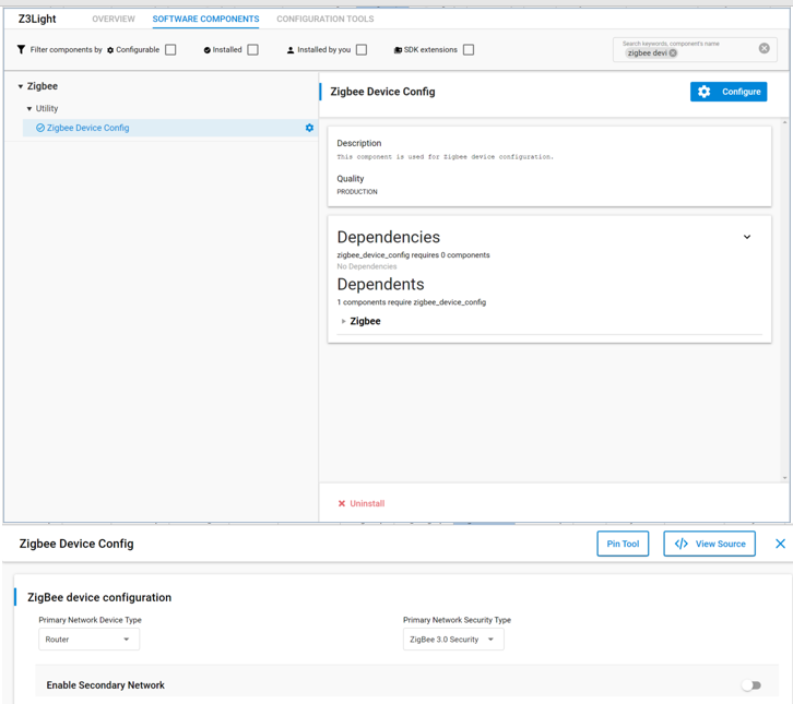 Zigbee device config