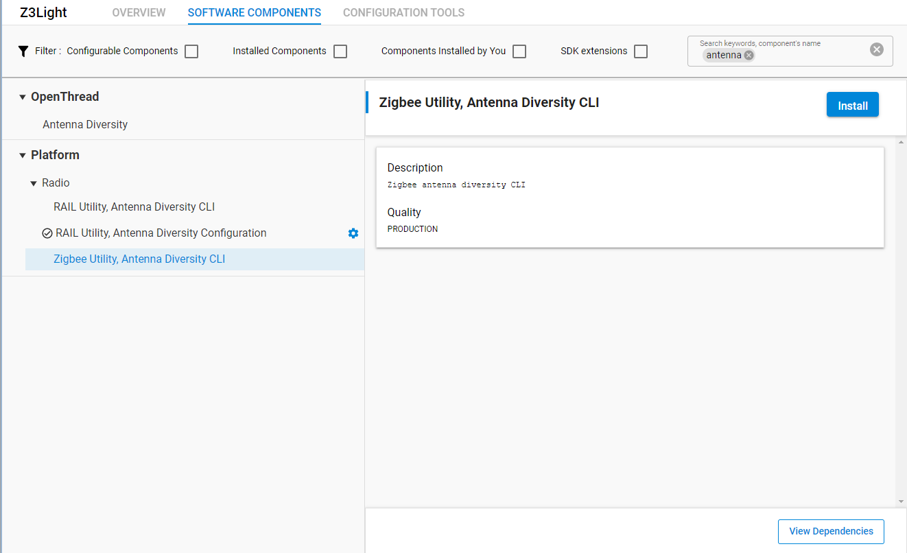 Zigbee Utility, Antenna Diversity CLI